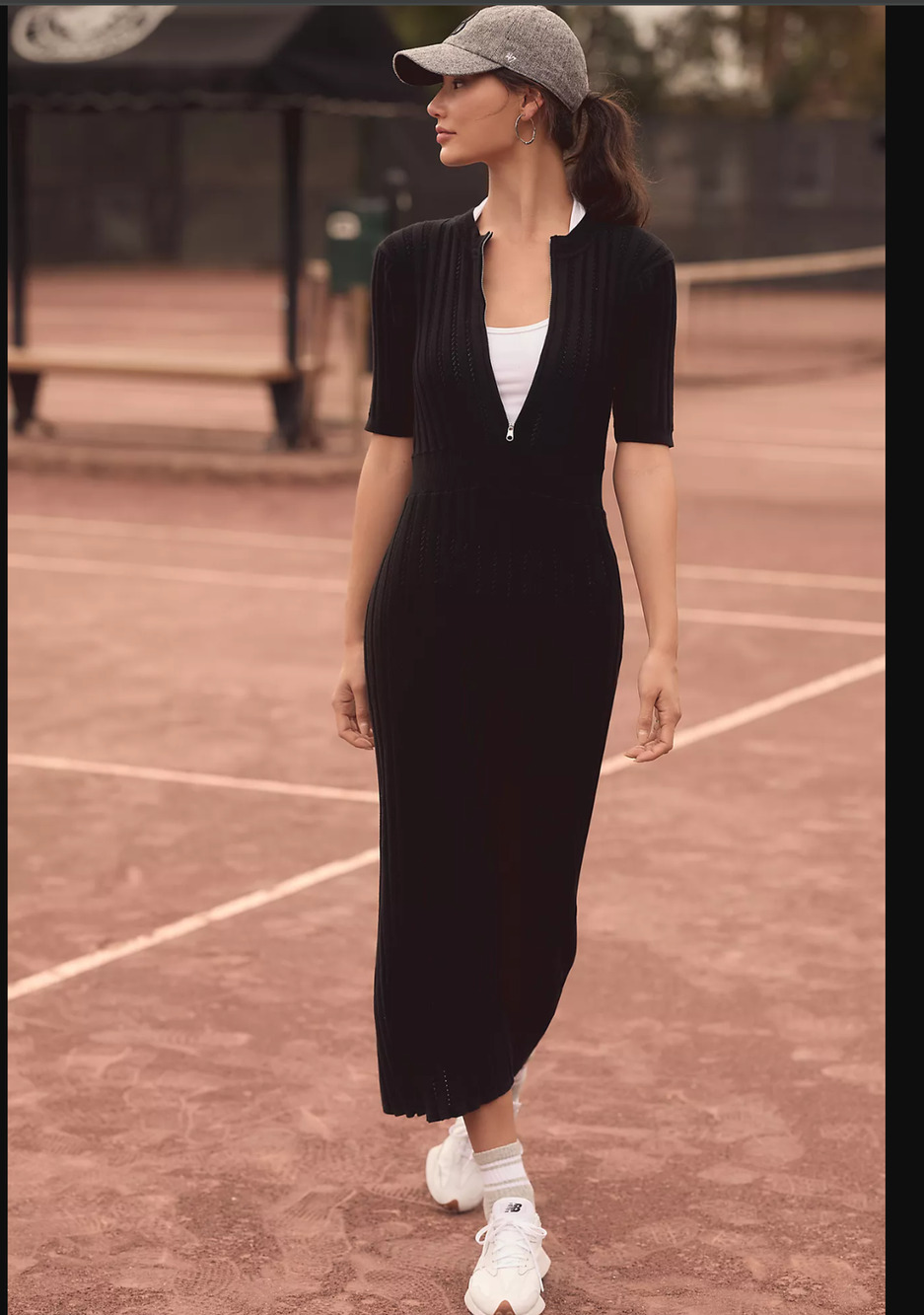 NWT Varley Knit Black Ribbed Midi Dress - Size Large